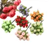 Decorative Flowers Bundle Artificial Silk Mini Rose Bud Flower Head Bouquet Gift Box Scrapbooking Wedding Home Party Decoration