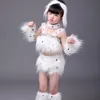 女の子のためのかわいい白い犬の踊りの衣装幼稚園児服子供衣装動物Qerformance317d