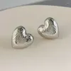 Stud Earrings Classic Heart Shape Irregular Copper Drawing Metal For Women Temperament Simple Style Fashion Jewelry Accessories E156