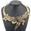 Halsketten Punk Gold Krokodil Halsband Halskette Frauen Strass Große Anhänger Halsketten für Frauen Neue Mode Schmuck Geschenke Großhandel