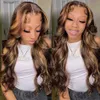 Synthetic Wigs 30 Inch Colored Highlight Human Hair Wigs Brazilian Glueless Body Wave Lace Front Wigs For Women 13x4 Hd Transparent Loose Wave Q240115