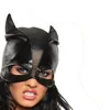 Black Catwoman Hat Open Eyes Mask Cosplay Costume Outfit Bat Ears Face Cover Halloween Cosplay Accessory305P