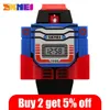 SKMEI Fashion Digital Children Watch Date Cartoon Kids Sports Watches Relogio Robot Transformation Boys Wristwatches 1095 240115