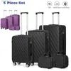 Valigie 5 pezzi Set di valigie Bagaglio a mano Set viola Trolley da viaggio rigido in ABS Valigia + lucchetto TSA con ruota girevole Q240115