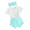 Zestawy odzieży Urodzone letnie ubrania Baby dziewczyna Easter Easter Strój Krótki rękaw Romper Solid Kolor Shorts 3PCS 3 6 9 12 18 miesięcy