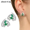 Boucles d'oreilles pendantes en CZ vert pour femmes, accessoires de luxe à la mode pour fête de mariage, vente en gros, bijoux en vrac