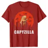 قمصان الرجال المضحكة Capybara Capyzilla Retro Tops Round Neck Rece Shirted Tshirt الملابس غير الرسمية القمصان الأساسية