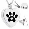Whole heart-shaped dog paw print ashes urn souvenir pendant necklace to commemorate pet funeral250Z