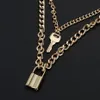 Fashion Choker Lock Necklace Layered Chain On The Neck With Lock Punk Jewelry Mujer Key Padlock Pendant Necklace For Women Gift313h