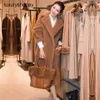 デザイナーMaxmaras Teddy Bear Coat Womens Cashmere Coatsウール冬Mファミリー新しい毛皮と統合された肥厚された中間長