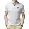 Camisa polo bordada masculina high-end luxo topo verão casual lapela manga curta camiseta moda coreana masculina 240115