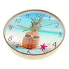 Horloges murales Kawai Ananas avec horloge de lunettes de soleil pour cuisine salle à manger fruits tropicaux décor côtier d'été montre de bord de mer