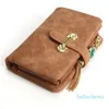 Designer-2019 New Fashion Women Wallets Drawstring Nubuck Leather Zipper Wallet Women's Short Design Purse Retro Tassels Clut306W