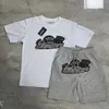 Mens Trapstar T 셔츠 자수 짧은 소매 복장 첸니 트랙 슈트 여름 여자 조깅 반바지 세트 검은면 런던 스트리트웨어 미국 크기