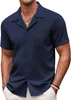 Coofandy Men's Casual Shirt Short Sleeved Cuban Collar Shirt Summer Button Up Shirt Tropical Beach Texture Shirt Shirt