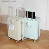 Suitcases Multifunctional Aluminum Frame Luggage With USB Cup Holder Trolley Case Female 20 24 26 Inch Boarding Fashion Student Suitcase Q240115