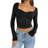 Damesblouses Crop tops met lange mouwen Leuke sexy hardloopkleding voor dames Top met kant Zijde basislaag 2xl Jurken