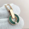 Anello Collana di diamanti Moda Malachite naturale Lettera Ciondolo Gioielli da donna Coppia Gift239L