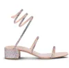 Luxe merk Rene Caovilla Cleo sandalen schoenen dames glitterzolen met kristallen verfraaide spiraalwikkels riem lage hakken feestjurk gladiator sandalias