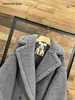 デザイナーMaxmaras Teddy Bear Coat Womens Cashmere Coatsウール冬2024 New Star Style Deep Sky Grey Fur Particle Camel Fleece Medi