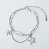 Charm Armband Vintage Silver Plated Tassel Crystal Star Armeletbangle for Women Elegant Party Jewel Gift SL275