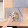 Table Mats Grey Silicone Drying Mat Kitchen Counter Placemat Non-Slip Heat Resistant Dish Rectangle Thickness Sink Pad Cup