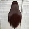 Synthetic Wigs YYsoo 99J Color Long Silky Straight Futura Hair 13x4 Synthetic Lace Front Wigs For Black Women Pre Plucked Hairline Glueless Wig Q240115