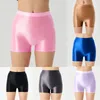 Underpants Shiny Glossy Unisex Underwear High Stretch Shorts Trunks Leggings Briefs Elastic Seamless Waist For Men Women