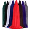 Adult Unisex Velvet Solid Color Long Hooded Cloak Halloween Costume Party Cape305y