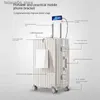 Suitcases Suitcases Aluminum Frame Luggage Bag USB Charging Phone Stand Suitcase Carry-on Large Capacity Travel Bag Password Trolley Case Q240115