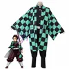 Costume Anime Demone Slayer Cosplay Tanjirou Kamado Costume Cosplay Kimetsu no Yaiba Uomo Kimono Costume di Halloween Y09033378