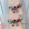 925 Sterling Silver Charms Bracelet Perles Charm Original Noël Voiture Arbre Renne Souris Qfnml