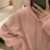 Hoodies مصممة للنساء أزياء رينستر رسالة حلوة النمط الرقيق فروي هوديي الخريف والشتاء