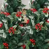 Decorative Flowers 200cm Artificial Holly Berry Christmas Garland Green Leaf Rattan Xmas Tree Ornaments Vine Indoor Outdoor Year Decoration