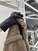 Верх Maxmaras Teddy Bear Coat Женские кашемировые пальто 2024 Зима Новый Тайфун Голубь Серый Мех Верблюжий Флис Средней длины Легкий Роскошный Outwe