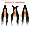 Synthetic Wigs 36 Full Lace Braided Wigs Synthetic Long Black Braided Wigs With Baby Hair 360 Lace Front Box Braids Wig Black Mix Burgundy Wig Q240115