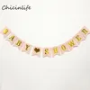 Whole-Chicinlife 1set pink Lake Blue Baby Shower Banner Garland Kids Birthday Party Supplies Baby Shower Decoration paper Bann319t