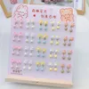 New Little Girl Children's Acrylic Resin Cartoon Animal Decoration Round Ball Ear Clip Adorable Board Earrings