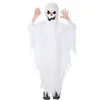 Tema kostym barn barn pojkar skrämmande skrämmande vita spöken kostymer robe hood spirit halloween purim party carnival roll play cosplay 356g