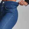 Damesjeans Dames klassiek casual slank hoge taille blauw denim potlood maat 12 korte jeansbroek voor dames