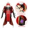rolecos genshin 충격 Beidou Cosplay 의상 여성 Black Red Halloween Dress Cloak Full Set Y0913220p