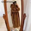 Designer maxmaras nallebjörn kappa kvinnor kashmir rockar ull vinter alla 2024 nya lamm hår partikel får klipp fleece huva lång päls fo