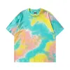 Hip Hop Men Tieb bar barwiony T-shirt swobodny krótki rękaw 2024 Summer Loose T Shirt Cotton Oversize Tops Tees