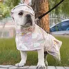 Hundkläder med drag Ring Pet Raincape vattentät regntät Hållbar tecknad tryckvalp Huven Rain Jacket