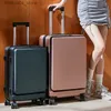 スーツケース新しい20/24インチ女性フロントオープニングラップトップバッグファッションローリング荷物トロリーケースメンソイルドトロリースーツケーストラベルバッグQ240115