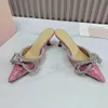 MACH Modische Hausschuhe für Damen, 6,5 cm, niedriger Absatz, Pailletten, Wasserdiamant, Schleife, dekorative Sandalen, spitze Zehen, klassisch, elegant, Luxus-Designer-Slipper