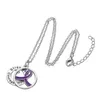 GX055 Cancer Awareness Purper Ribbon Argent Plaqué Force Espoir Courage lettres d'amour creux rond Pendentif Collier Pour Gift258U