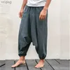 Pantaloni da uomo Pantaloni larghi da uomo in lino e cotone abbigliamento casual semplice taglie forti 2022 YQ240115