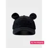 Designer-Ballkappen, koreanische Version von Instagram, niedliche Denim-Baseballkappe mit Bärenohren und gestickten weiblichen Buchstaben, hochwertige Display-Gesichts-Entlein-Zunge-Mütze im Trend