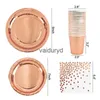 Disposable Dinnerware Rose Gold Party Disposable Tableware Set Paper Plate Cup Kids Adult Birthday Wedding Bachelorette Party Decoration Baby Showervaiduryd